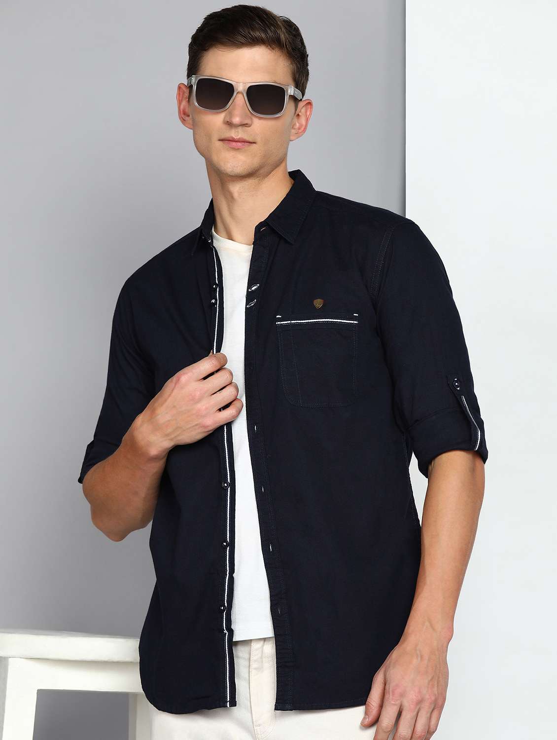 men solid long sleeve regular fit casual shirt