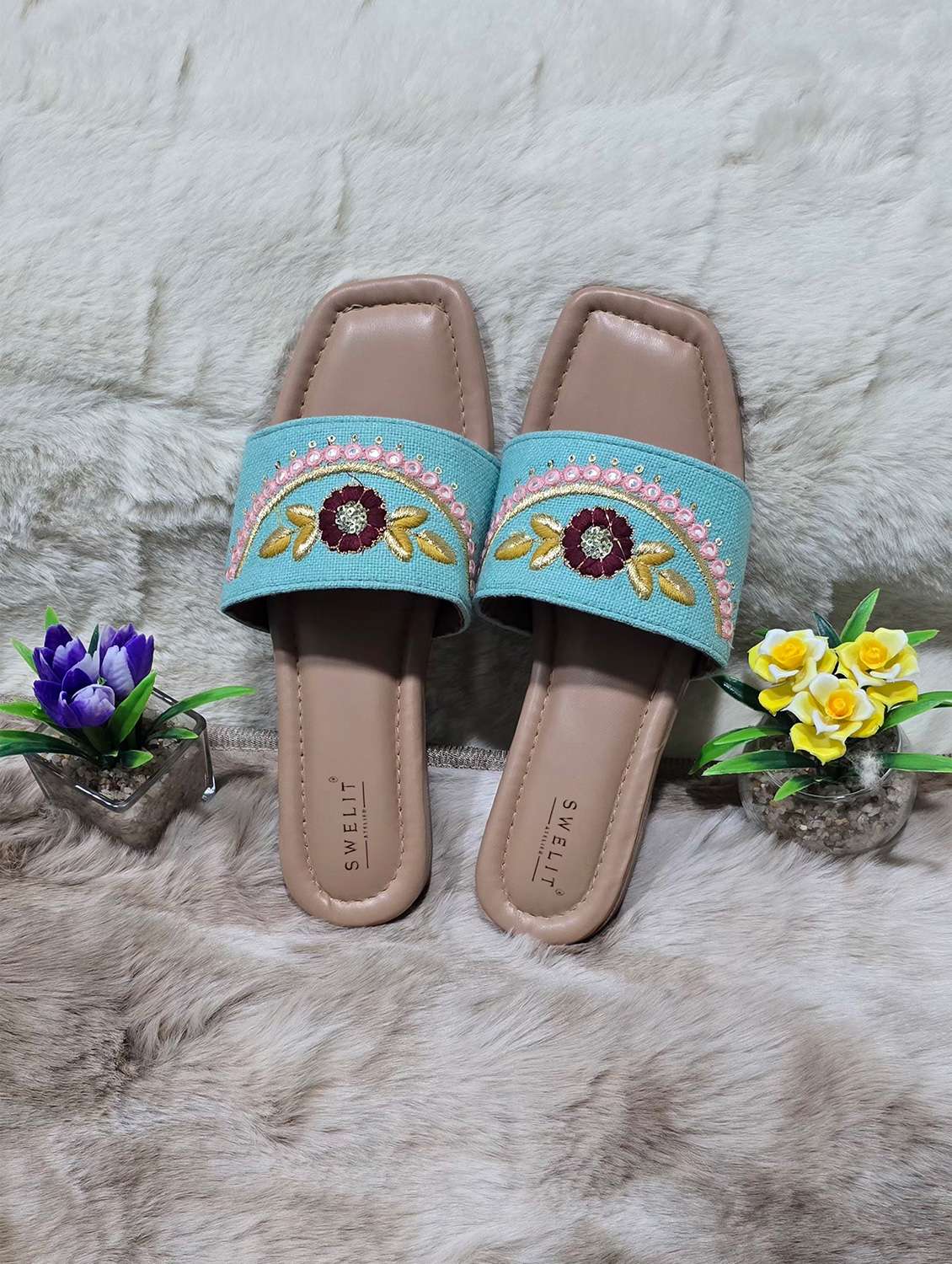 women solid with work slip on flat sandal