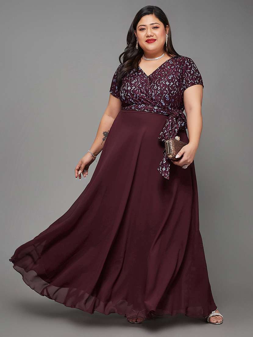 women self design v neck fit and flare dress - 22450491 -  Standard Image - 5