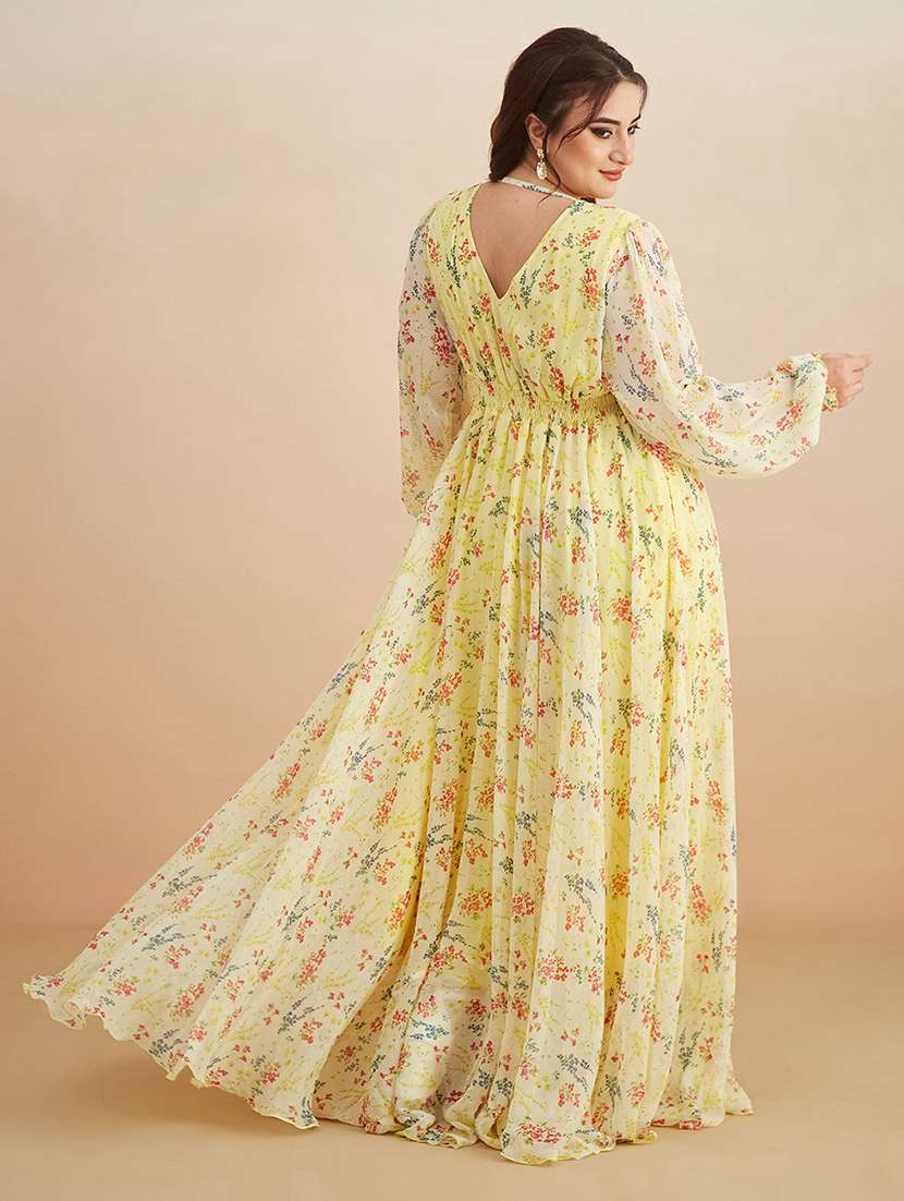 women printed v neck fit and flare dress - 22450493 -  Standard Image - 3