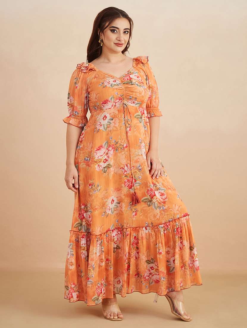 women printed sweetheart neck tiered dress - 22450498 -  Standard Image - 3
