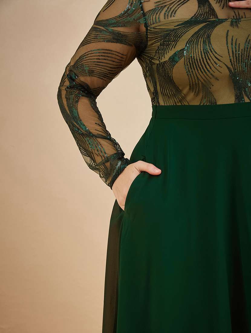 women sequined round neck gown - 22450508 -  Standard Image - 3