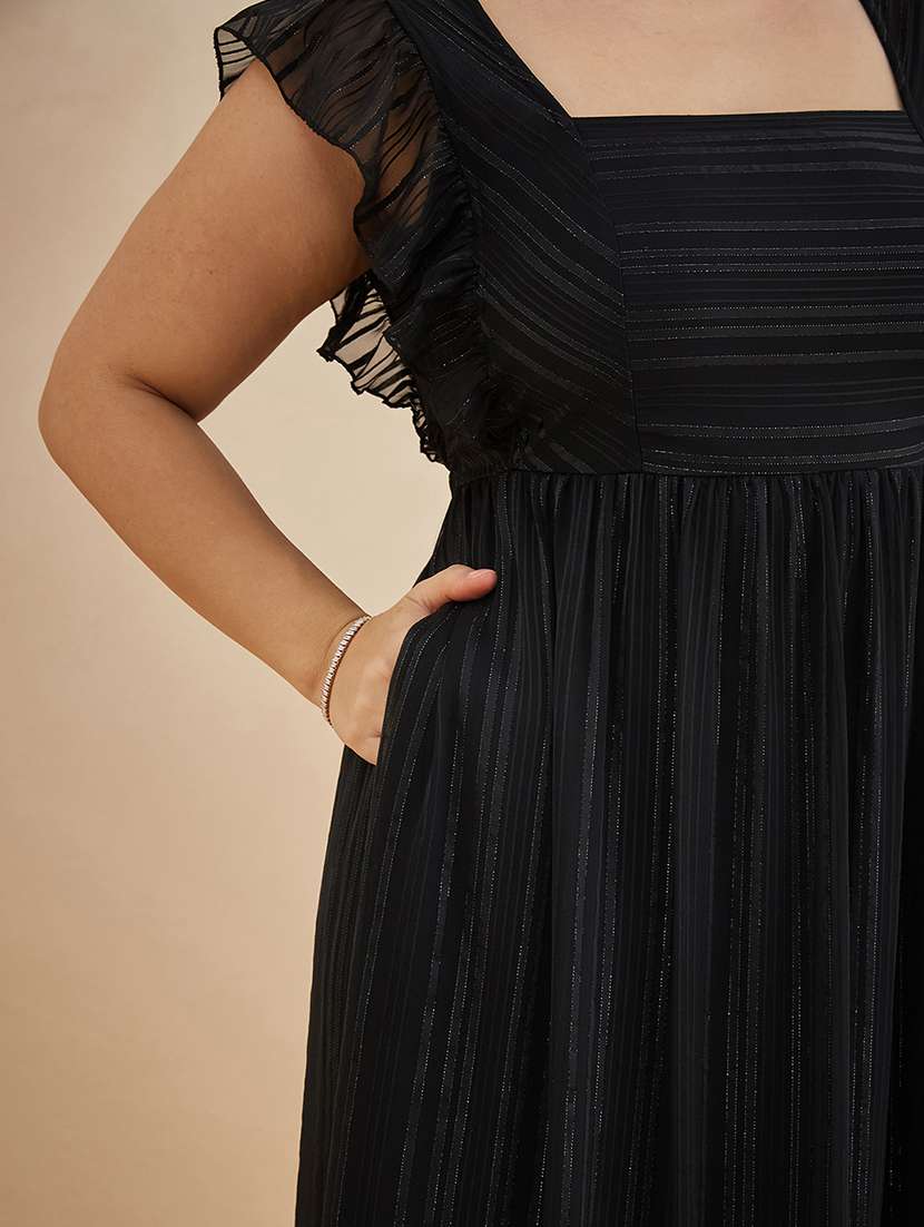 Women Self Design Square Neck Tiered Dress - 22450512 -  Standard Image - 5