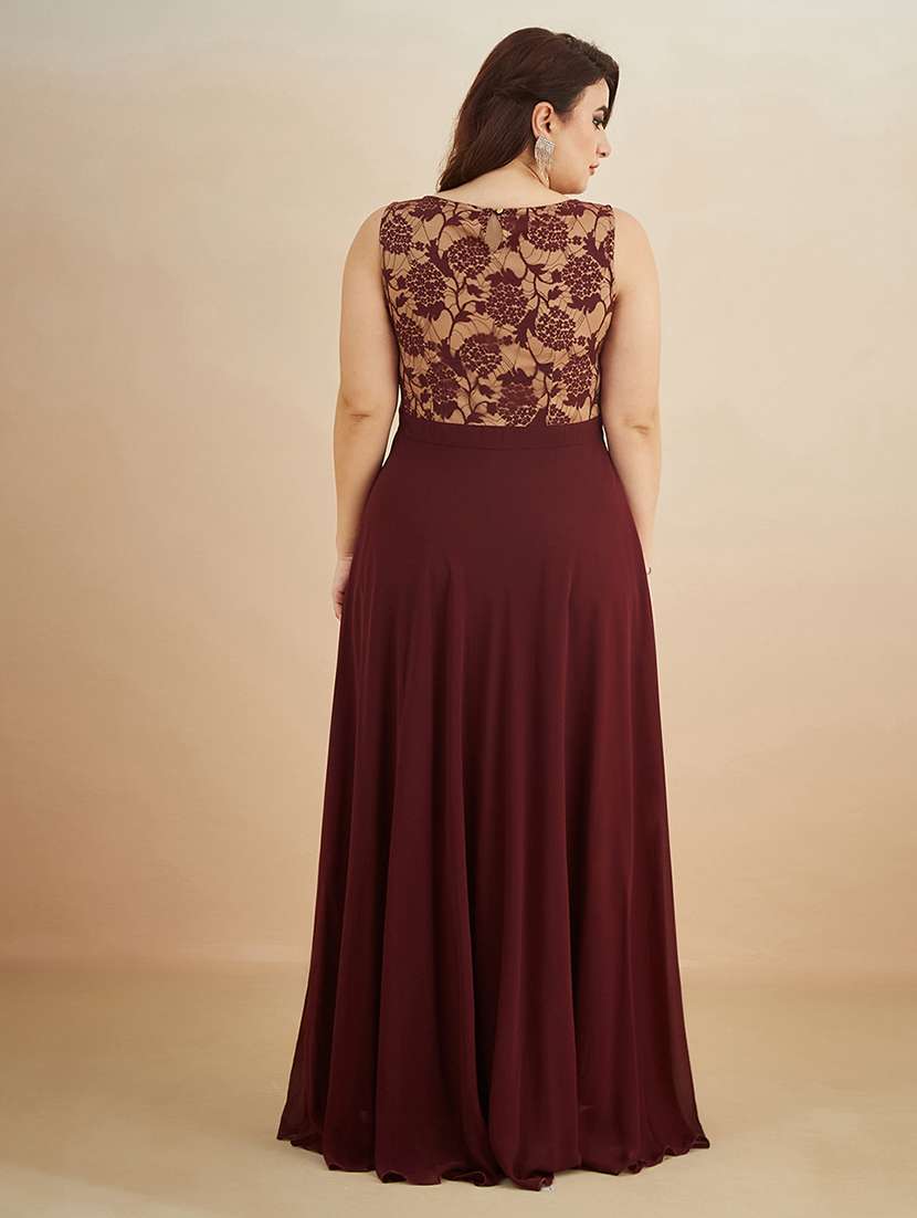 women self design sleeveless gown - 22450513 -  Standard Image - 3