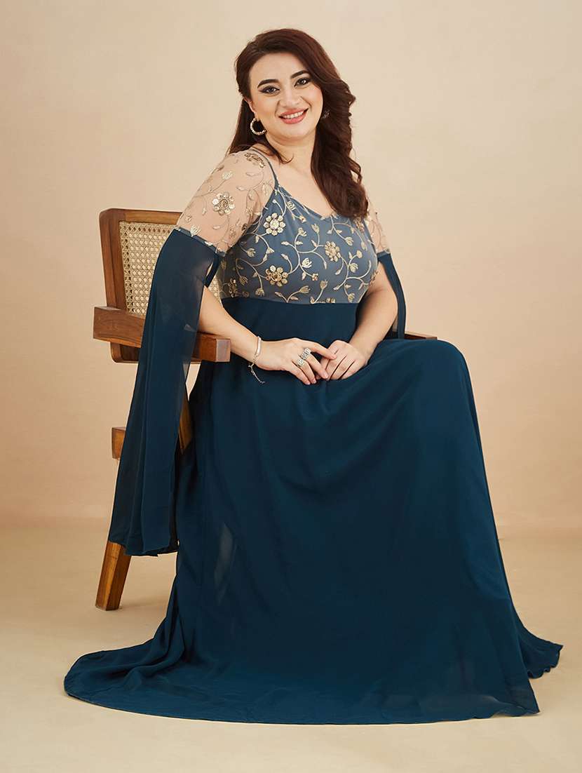 women embroidered sweetheart neck gown - 22450520 -  Standard Image - 5