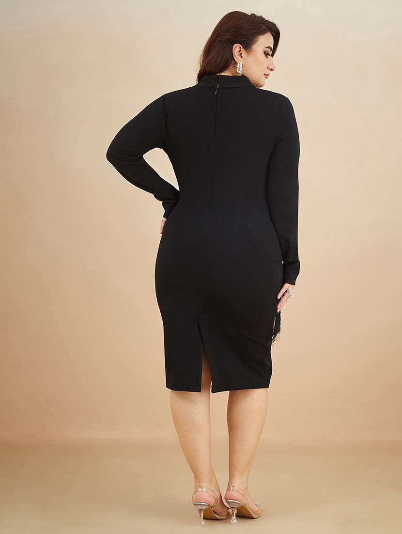 Women Solid Long Sleeves Bodycon Dress - 22450522 -  Standard Image - 3