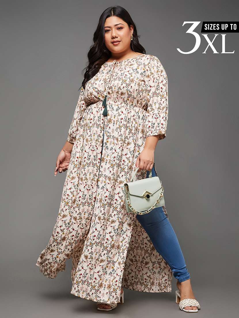 women printed tie up neck front slit tunic - 22450545 -  Standard Image - 5