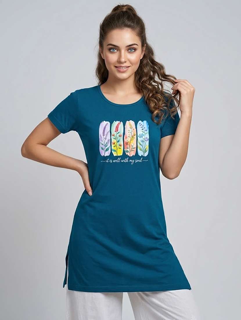 women printed short sleeve loungewear t-shirt