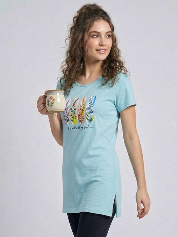 women printed short sleeve loungewear t-shirt