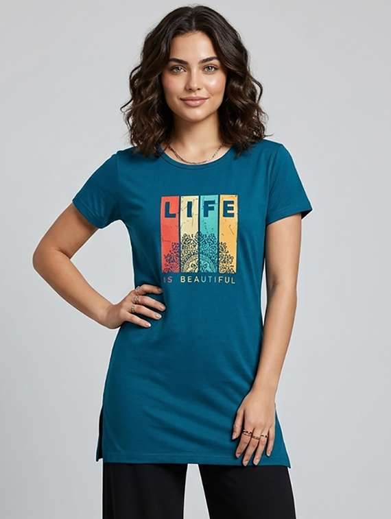 women printed short sleeve loungewear t-shirt