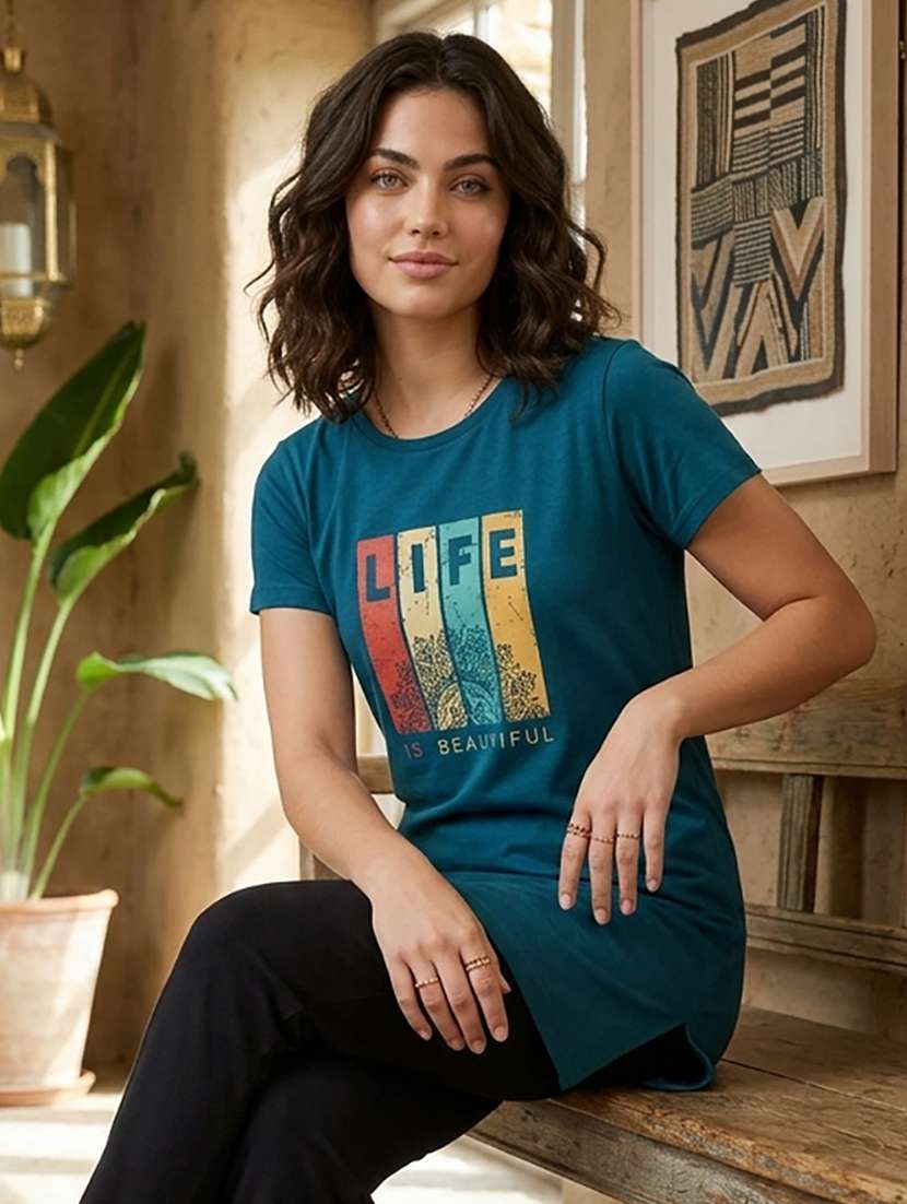 women printed short sleeve loungewear t-shirt