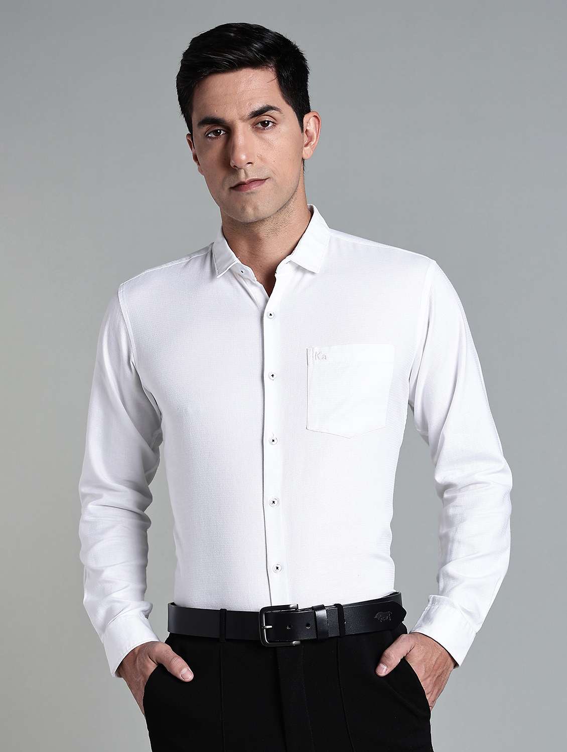 men solid long sleeve slim fit formal shirt