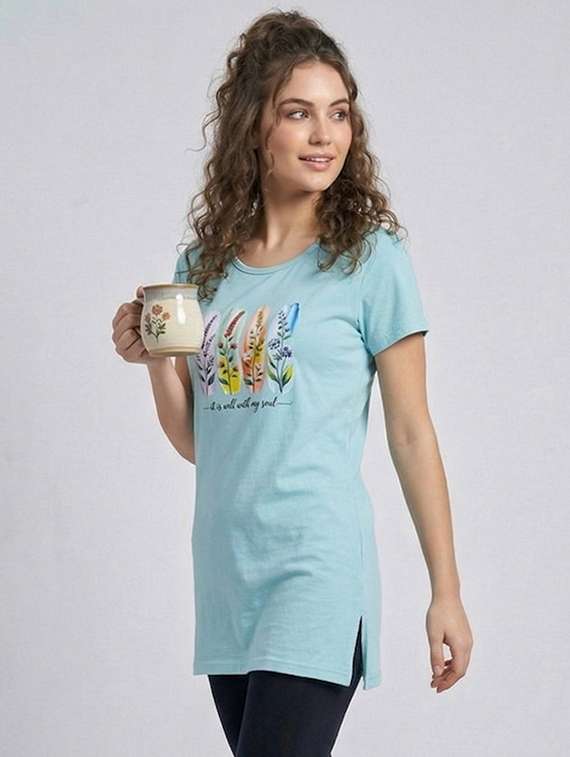 women printed short sleeve loungewear t-shirt