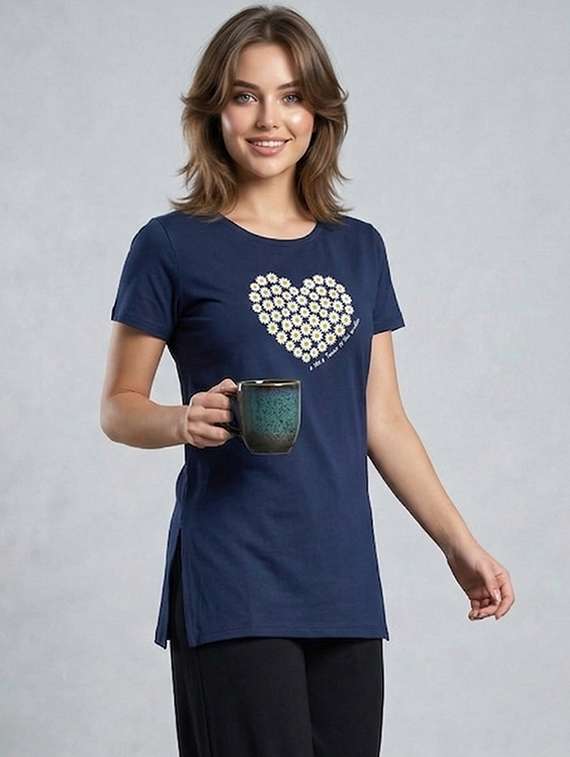 women printed short sleeve loungewear t-shirt