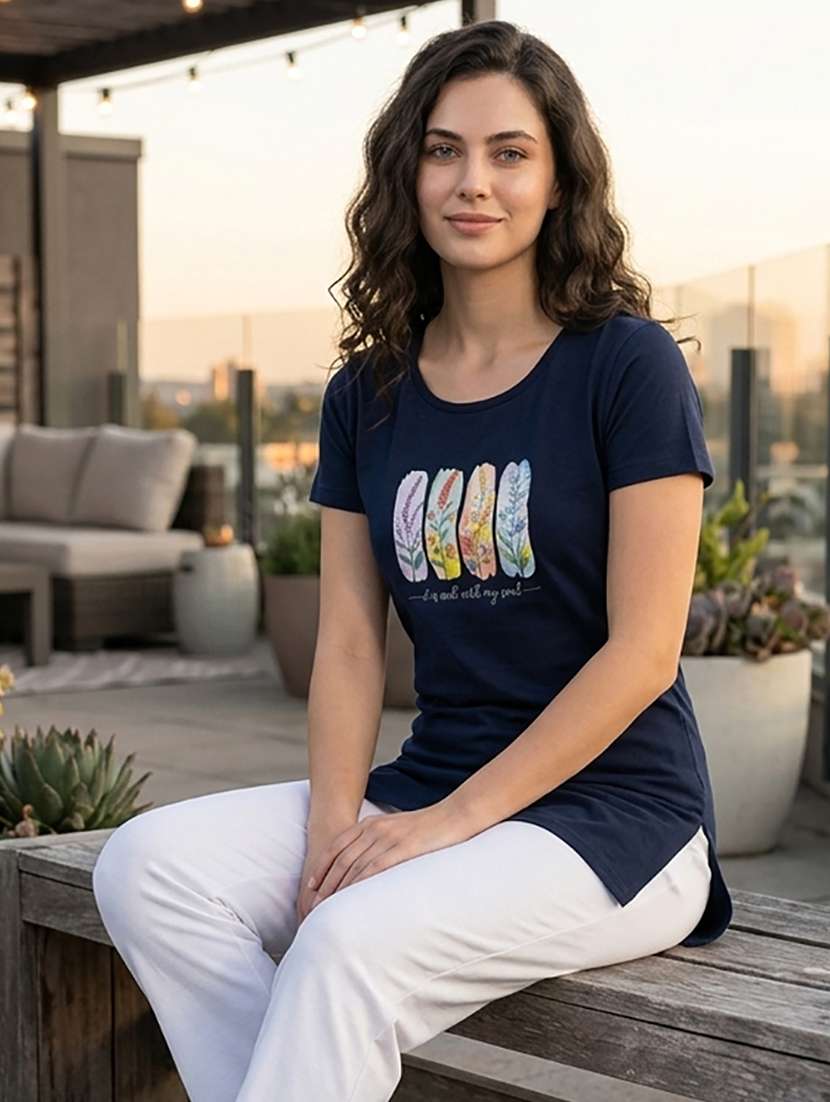 women printed short sleeve loungewear t-shirt