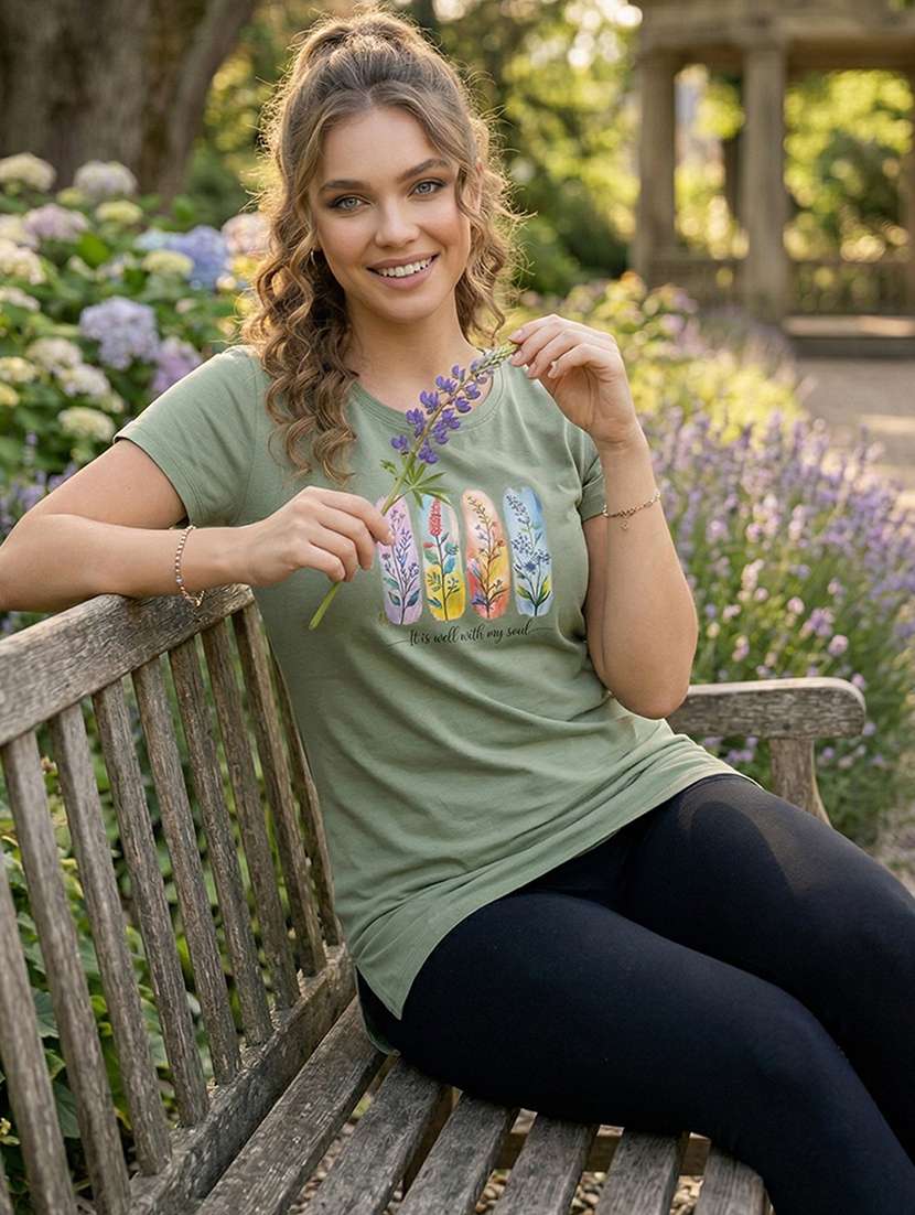 women printed short sleeve loungewear t-shirt