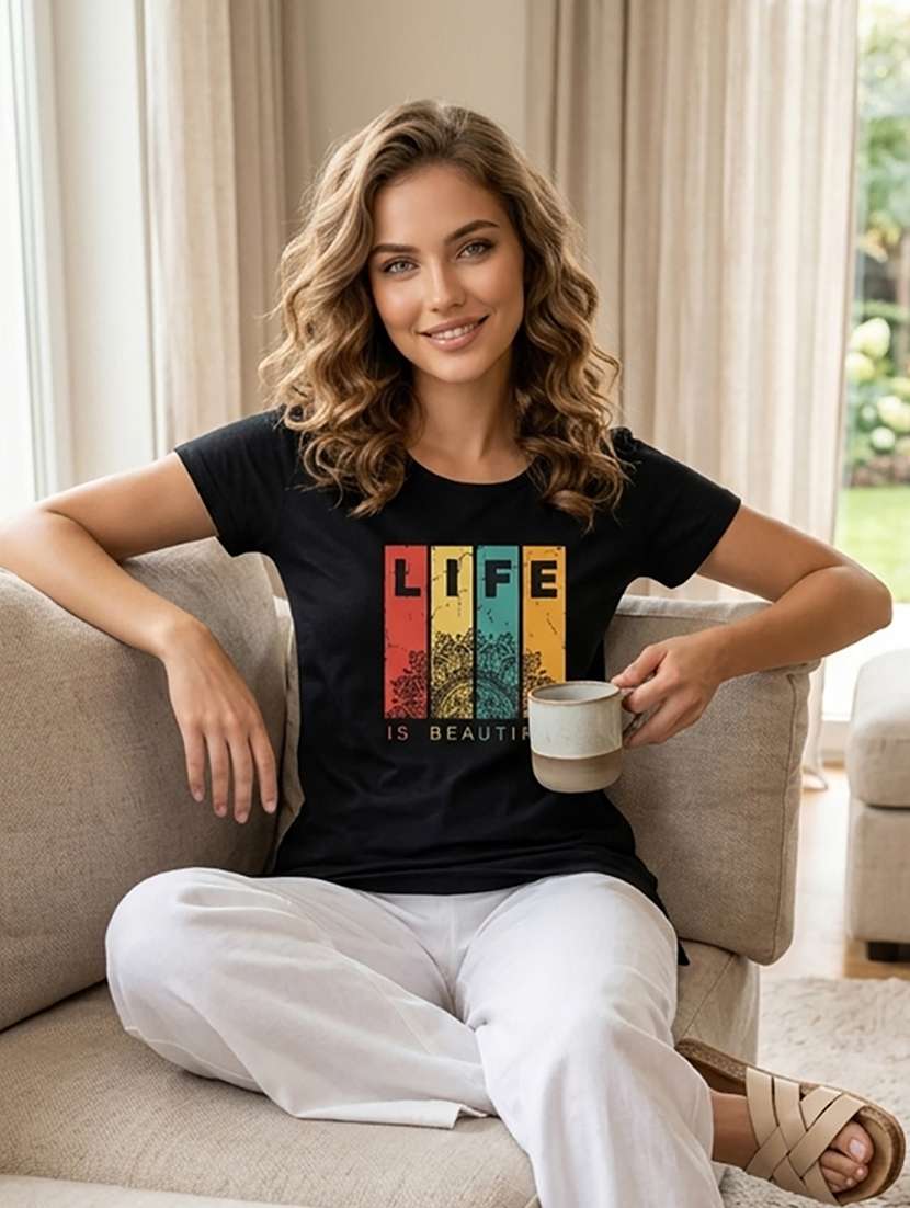 women printed short sleeve loungewear t-shirt