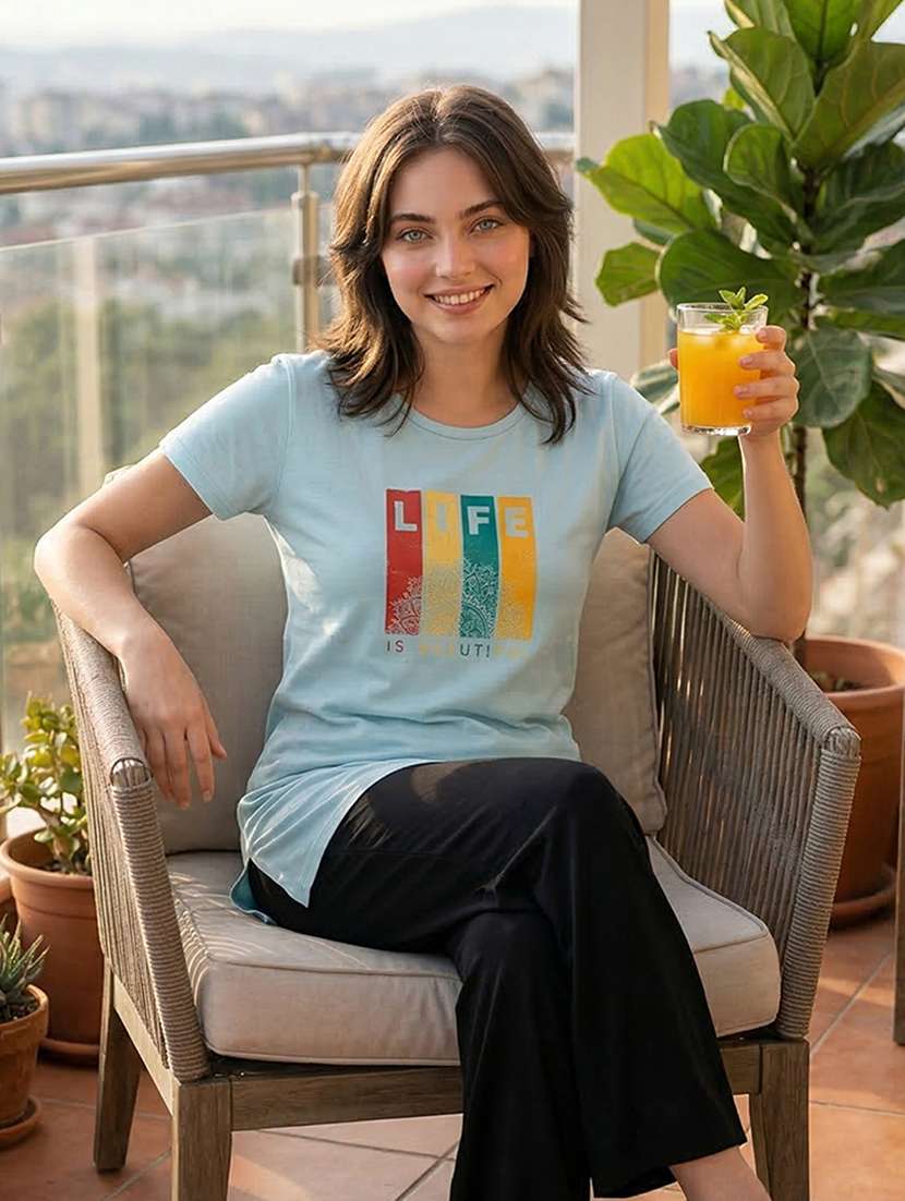 women printed short sleeve loungewear t-shirt