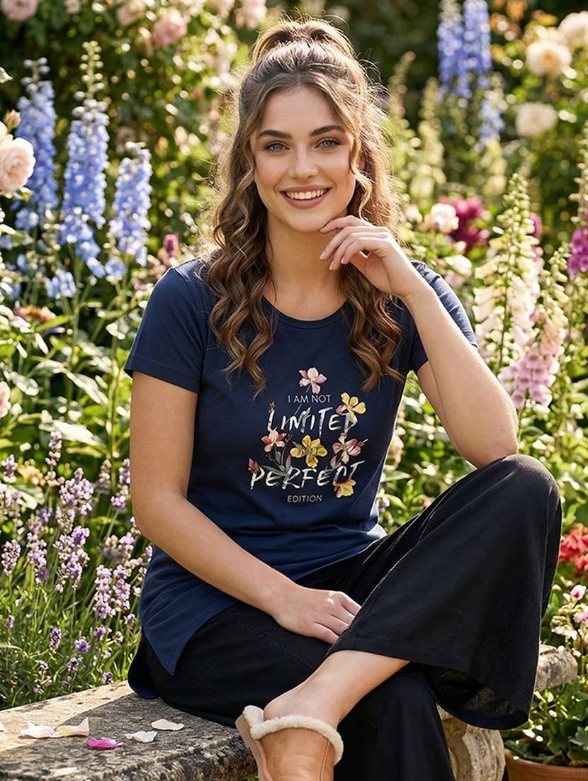 women printed short sleeve loungewear t-shirt