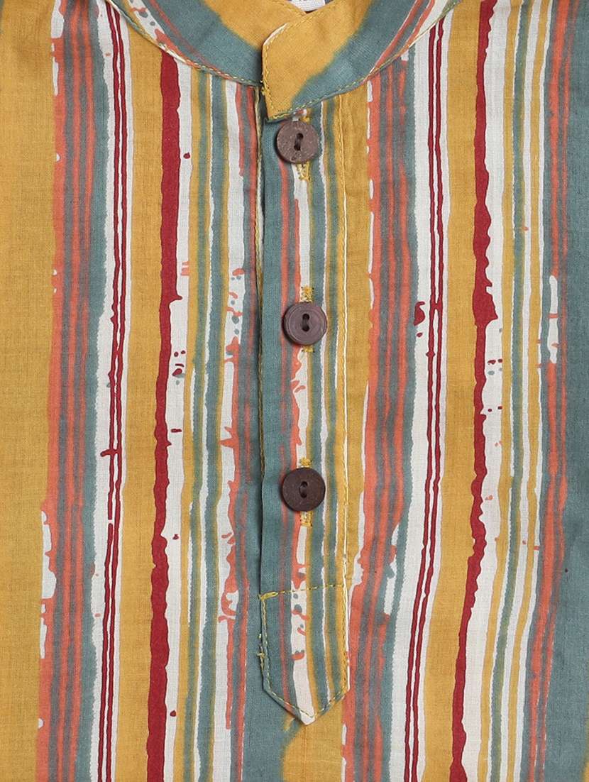 boys striped mandarin neck kurta pyjama set - 22451301 -  Standard Image - 3