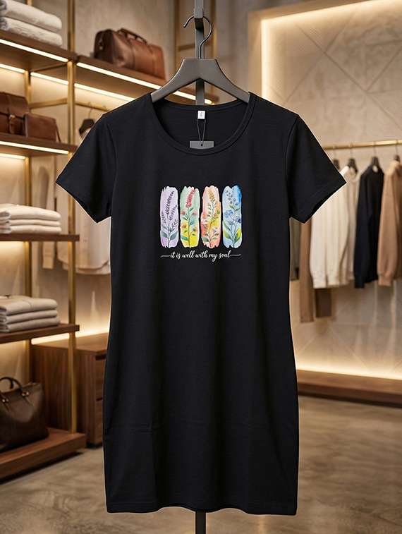 women black cotton blend regular t-shirt - 22451378 -  Standard Image - 3