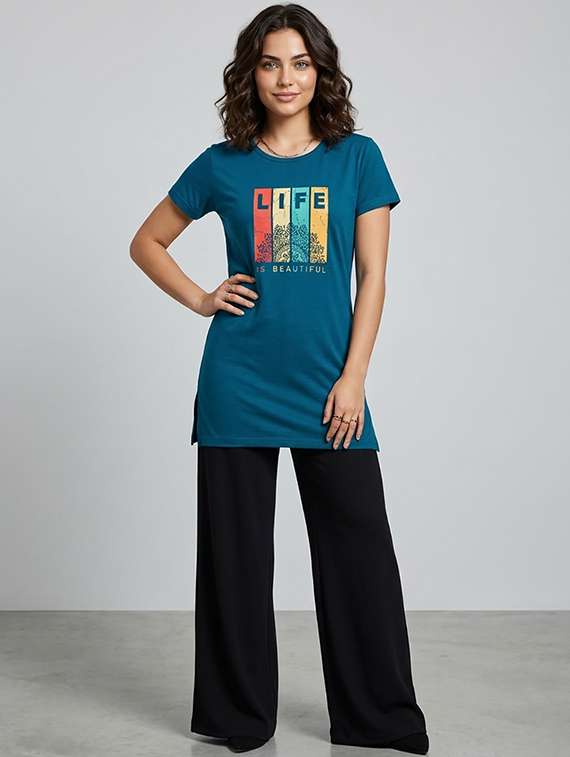 women printed round neck t-shirt