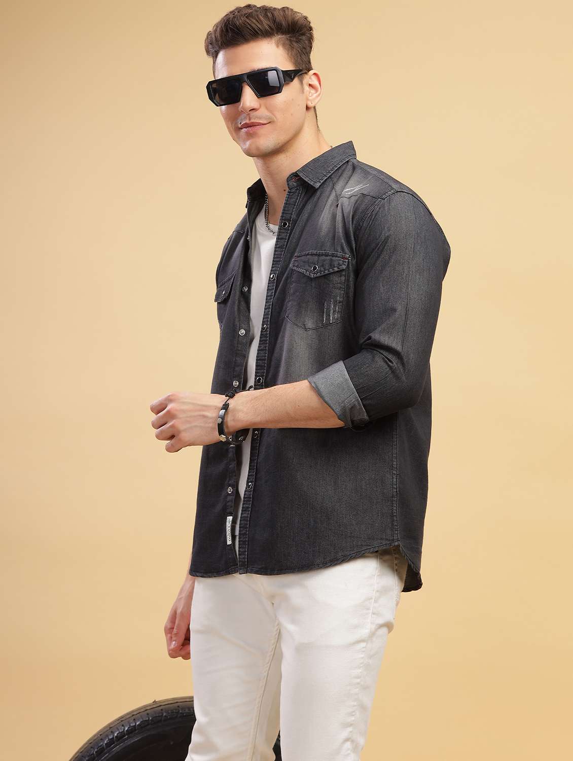 men solid long sleeve regular fit casual shirt