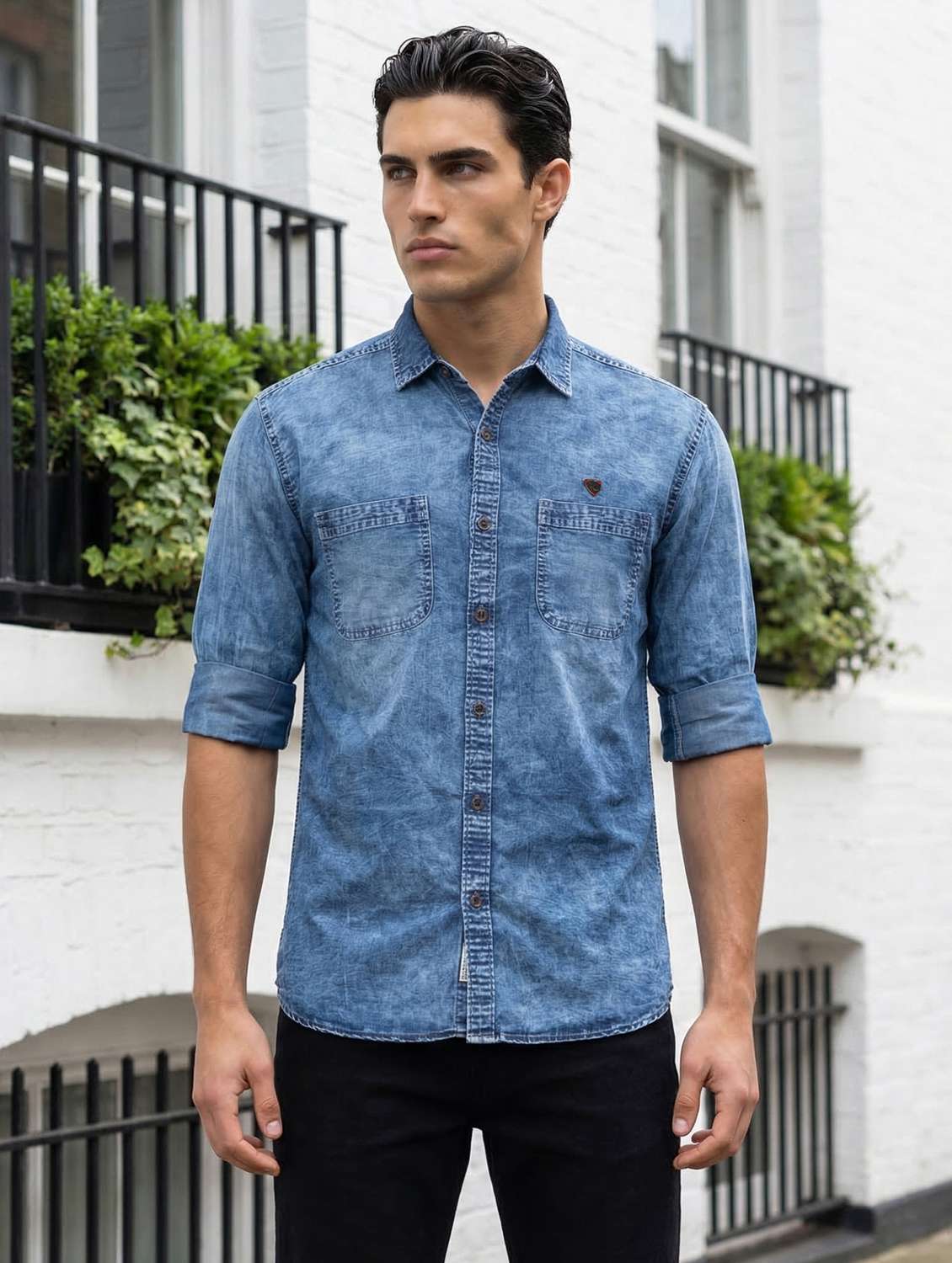 men solid long sleeve regular fit casual shirt