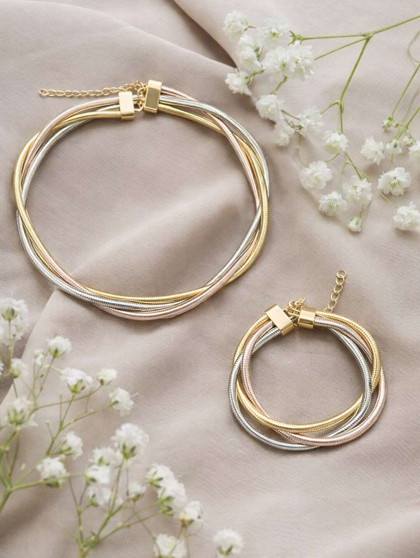 multilayer snake chain choker & bracelet set for women