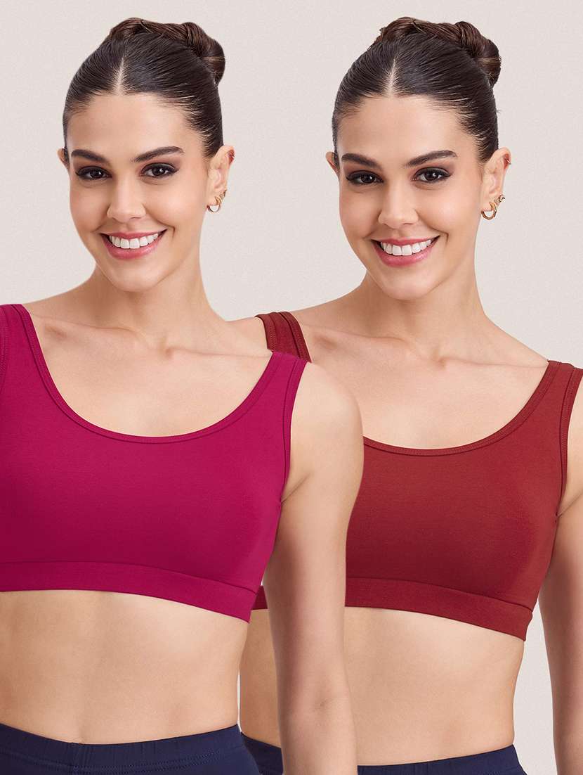 women pack of 2 solid full coverage sports bra