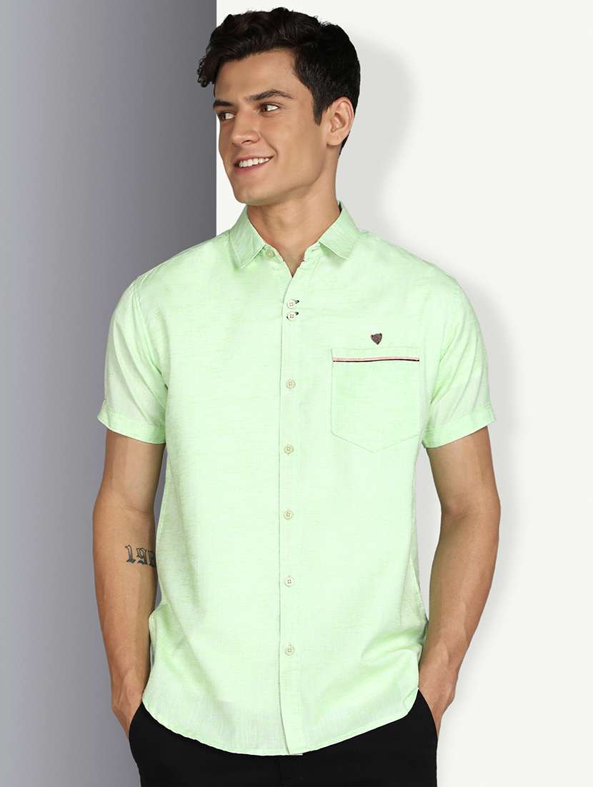 men solid short sleeve slim fit casual shirt