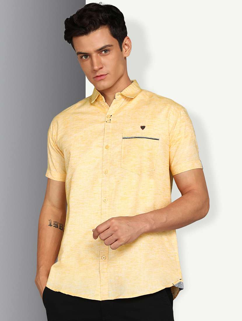 men solid short sleeve slim fit casual shirt