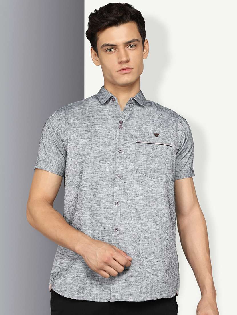 men solid short sleeve slim fit casual shirt