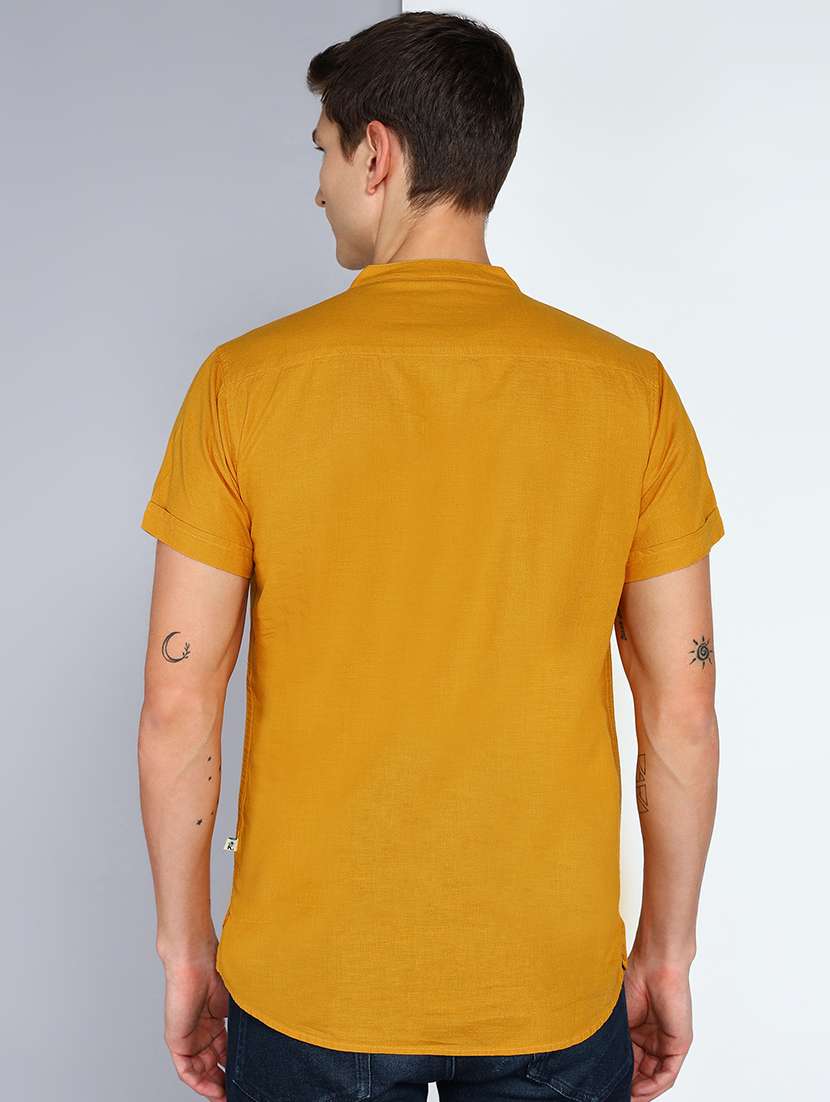 men solid mandarin neck short kurta - 22451614 -  Standard Image - 3