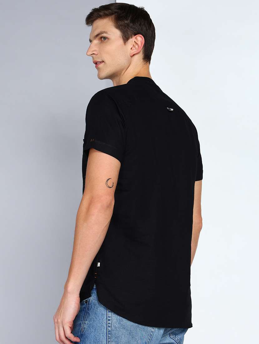 men solid mandarin neck short kurta - 22451617 -  Standard Image - 3