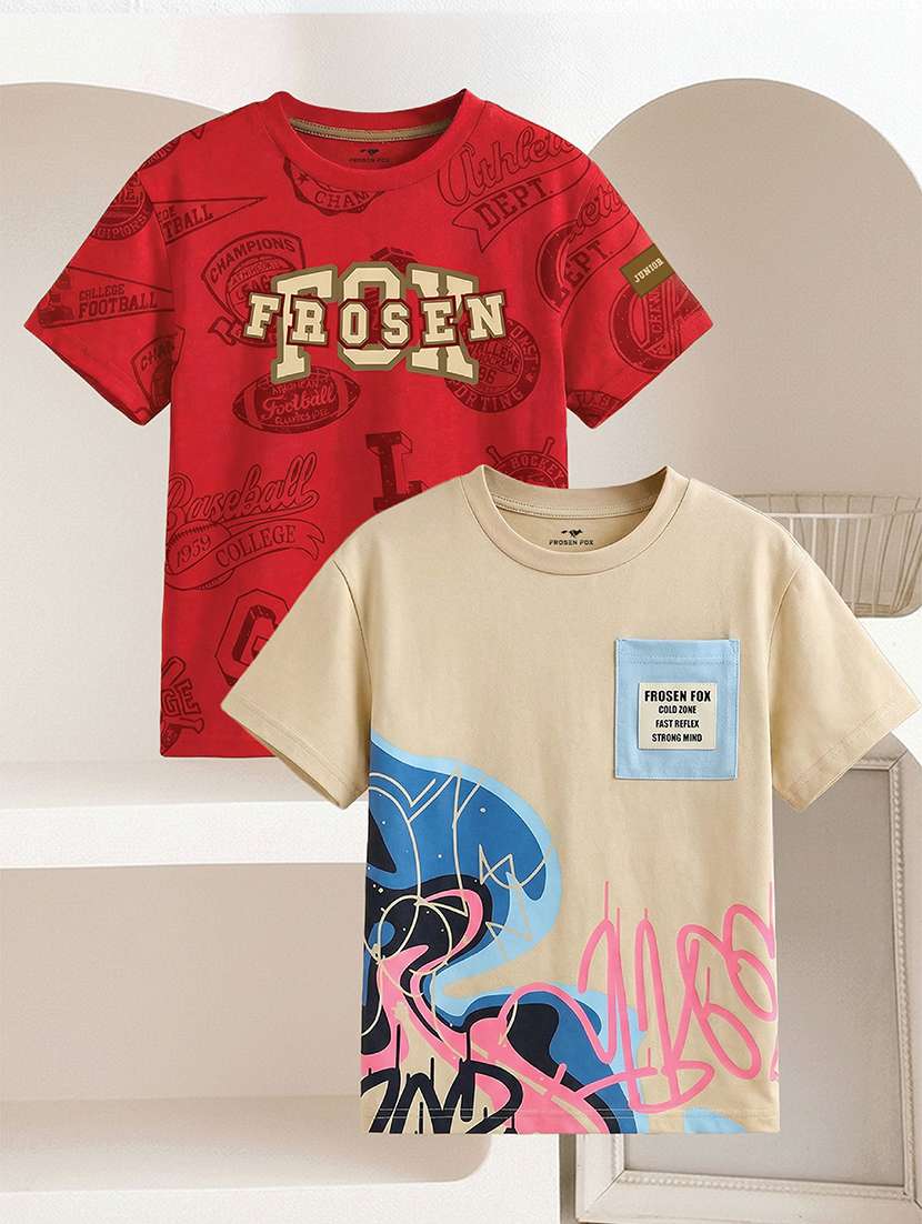 boys pack of 2 printed short sleeve t-shirt