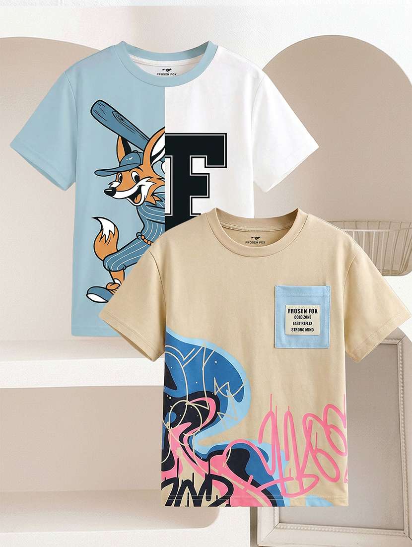 boys pack of 2 printed short sleeve t-shirt