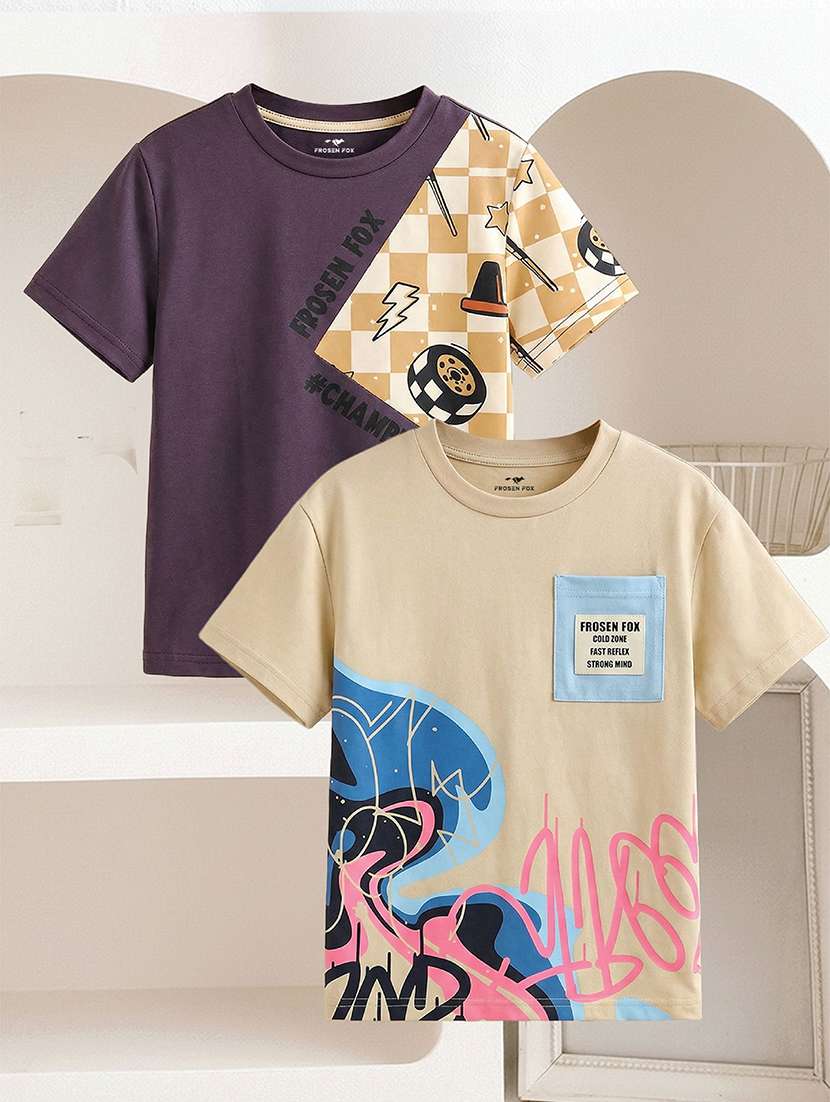 boys pack of 2 printed short sleeve t-shirt
