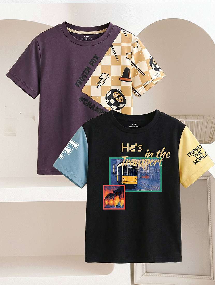 boys pack of 2 printed short sleeve t-shirt