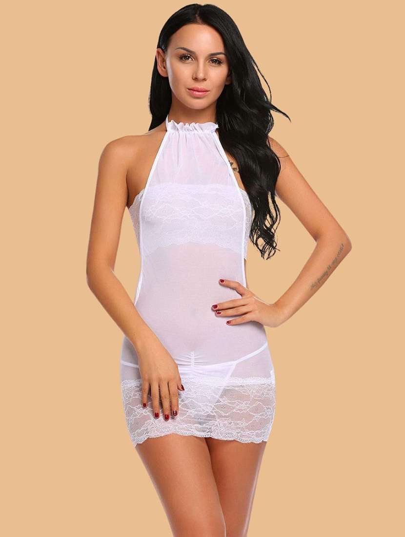 women solid white nylon camisole