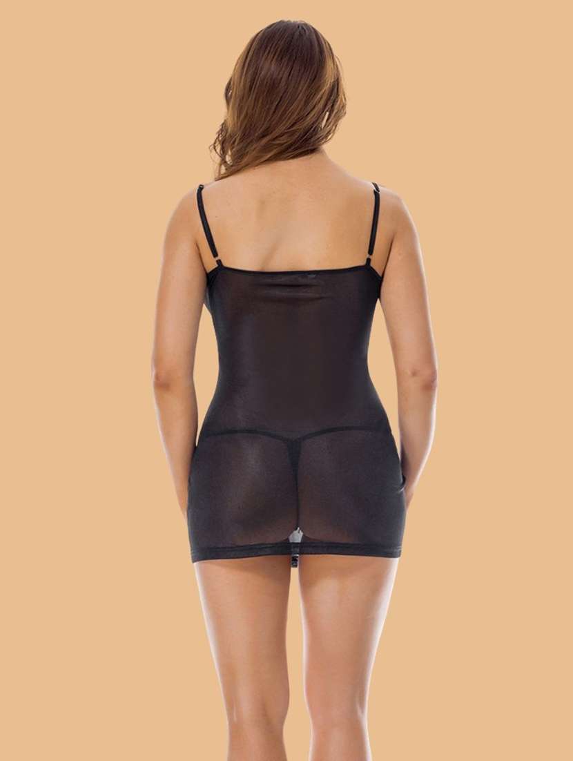women solid black nylon camisole - 22451691 -  Standard Image - 3