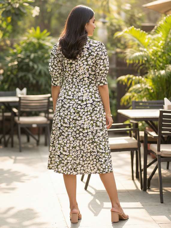 women floral puff sleeve shirt dress - 22451705 -  Standard Image - 3