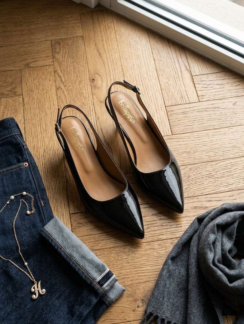 women black back strap mule