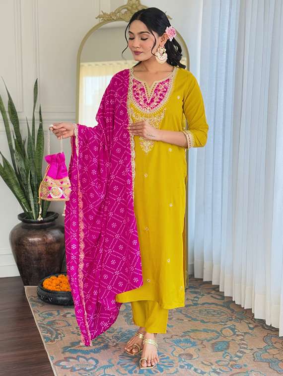 women yellow kurta pant set - 22451851 -  Standard Image - 3