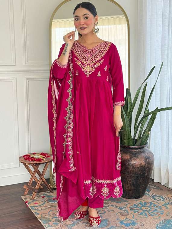 women pink self design  kurta pant set - 22451857 -  Standard Image - 3