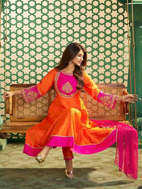 women orange kurta pant set - 22451877 -  Standard Image - 5