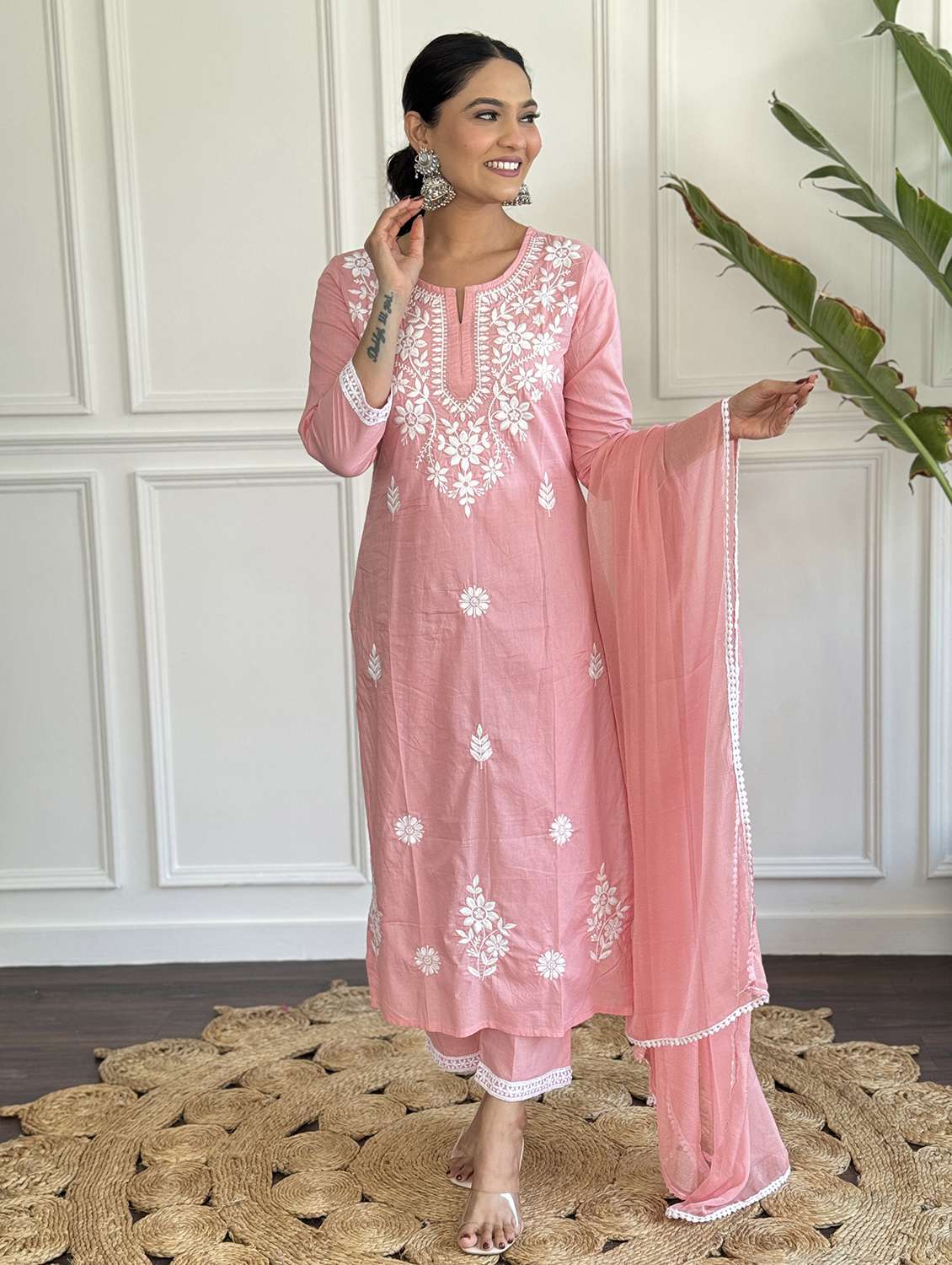 women peach kurta pant set - 22451883 -  Standard Image - 3