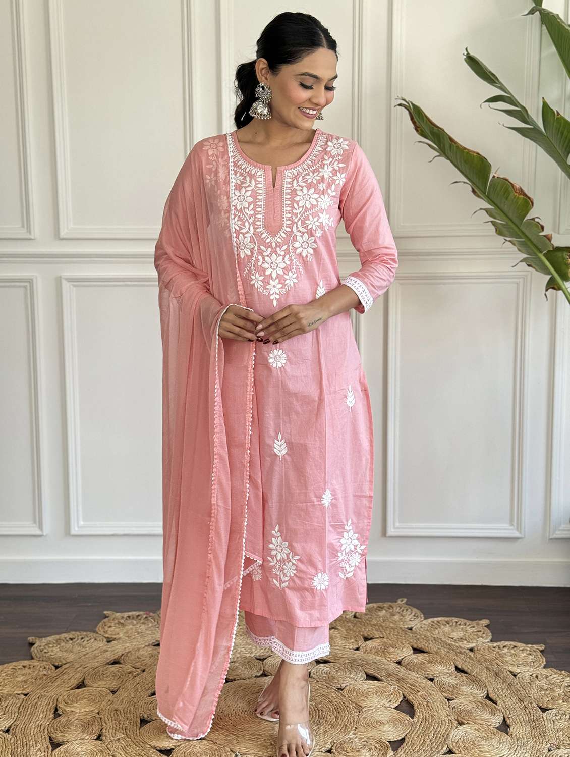 women peach kurta pant set - 22451883 -  Standard Image - 5