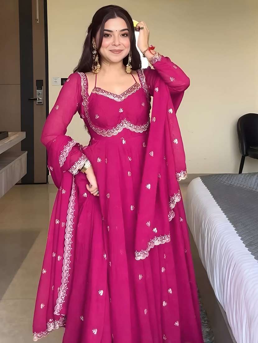 women pink self design  anarkali sets set - 22451886 -  Standard Image - 3