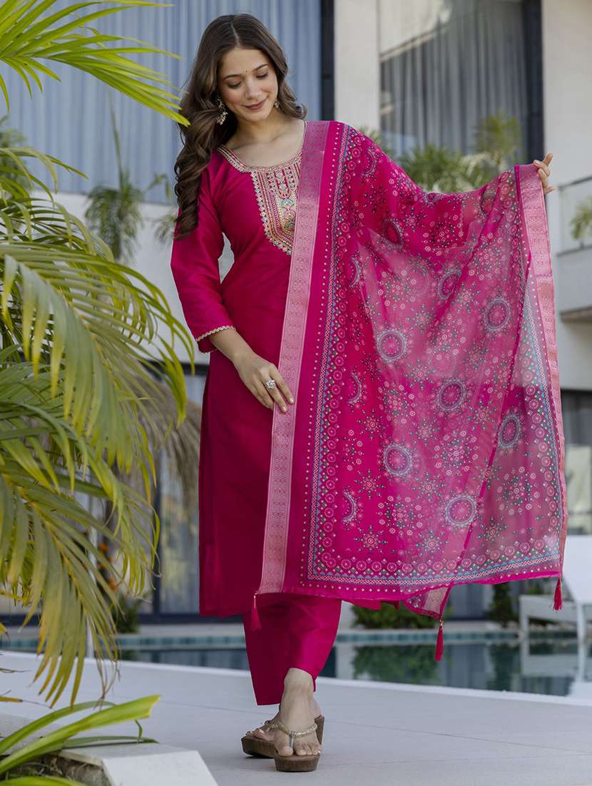 women pink kurta pant set - 22451889 -  Standard Image - 3